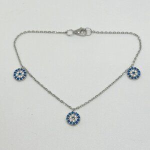JCM Blue CZ 925 Sterling Silver Evil Eye Bracelet